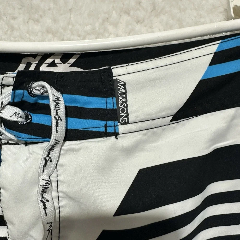 MAUI AND SONS Men's Purple Turquoise Striped Lined Swim Boardshorts‎ Size 36